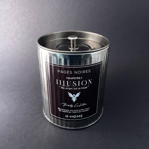 Bougie artisanale masculine – Pages Noires – Chapitre Illusion – G-HOME