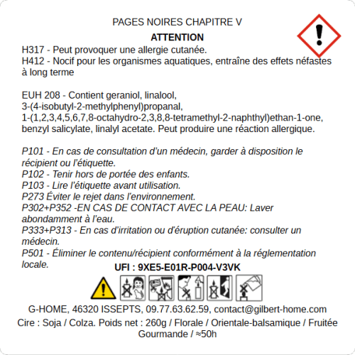 Étiquetage CLP – Pages Noires – Chapitre Mémoire – G-HOME