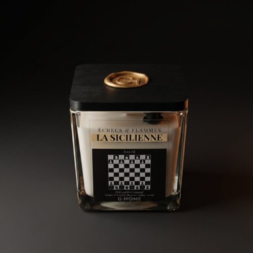 ougie artisanale La Sicilienne avec couvercle bois noir — collection Échecs & Flammes G-HOME