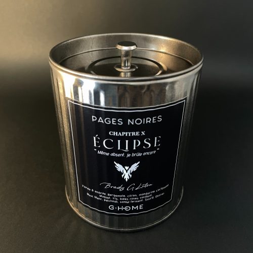 Eclipse, bougie artisanale masculine Pages Noires par G-HOME.