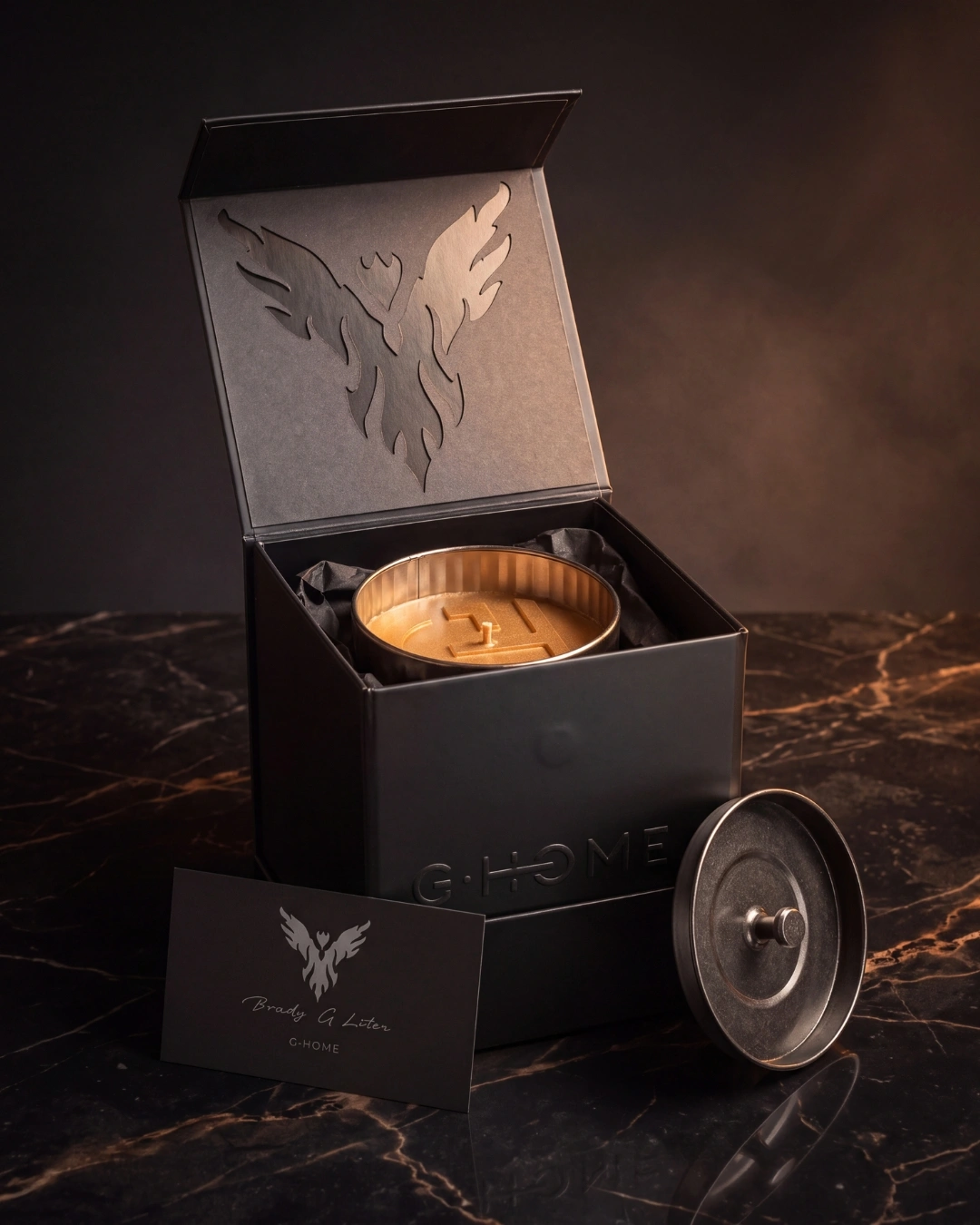 Coffret cadeau et bougies artisanales pour homme G-HOME, fabrication française