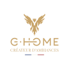 Signature officielle G-HOME avec phénix doré, mention « Créateur d’ambiances » et drapeau français discret sur fond transparent.